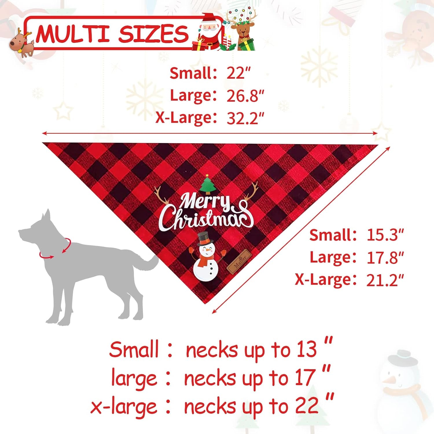 2 Pack Dog Bandana Christmas Classic Buffalo Plaid Pets Scarf Triangle Bibs Kerchief Set Pet Costume Accessories Decoration for Small Medium Large Dogs Cats Pets